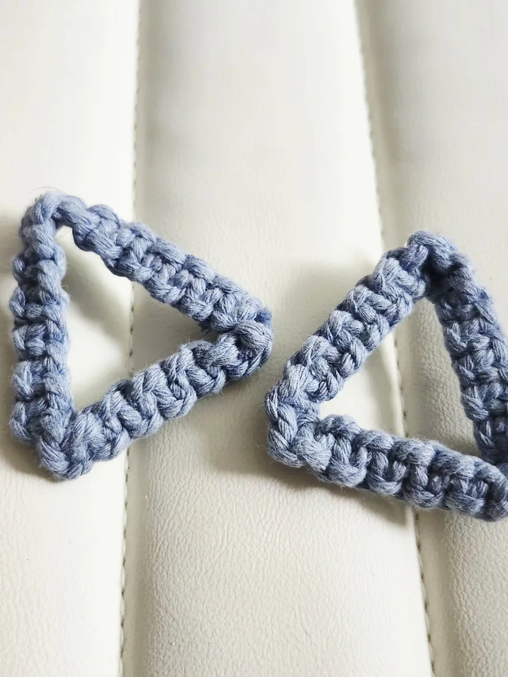 Macrame Earrings - Triangle Light Blue